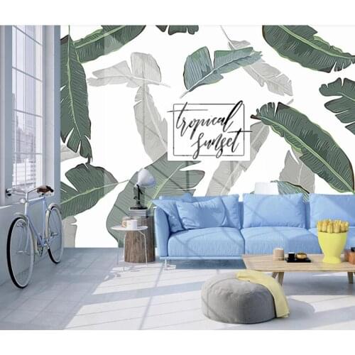 XUE SU Wall covering professional custom wallpaper large mural tropical banana leaf alphabet living room background wall
