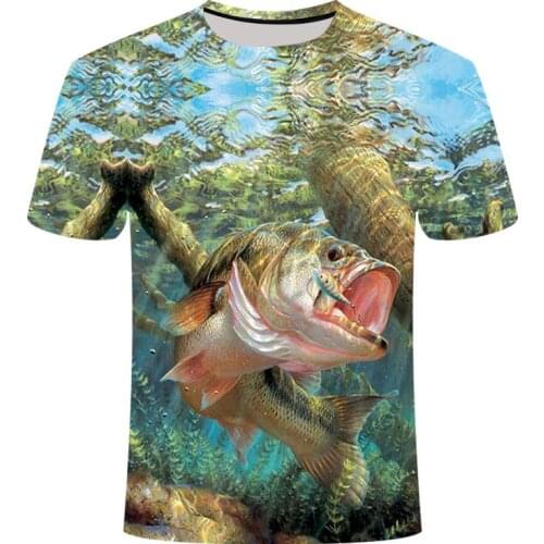 Three-dimensional fish fillet fun fish fingerprint men and women hip-hop 3dt-shirt Harajuku entertainment fishing T-shirt
