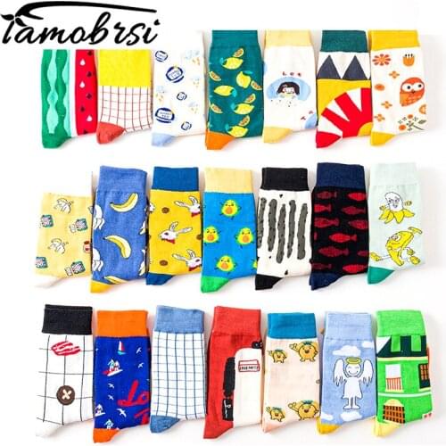 3 pair/lot Happy Women Men Winter Warm Cartoon Funny Cute Socks Novelty Skateboard Streetwear Kawaii Short Fruit Cotton Socks