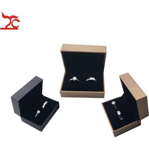 New Quality PU Leather Couple Ring Case Black Brown Engagement Wedding Ring Packaging Storage Box Earring Stud Cufflink Gift Box