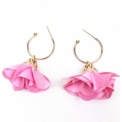 New fabric flower earrings pendant 2021 fashion jewelry copper ring Korean earrings oorbellen fashion party girl birthday gift