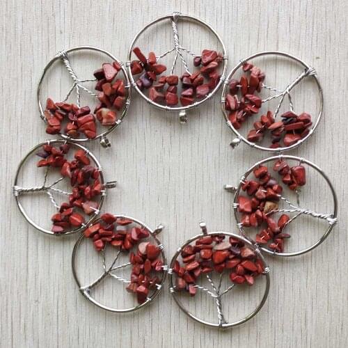 Wholesale 12pcs/lot fashion natural rainbow stone tree of life handmade wire wrapped Pendants 50mm for necklace marking free