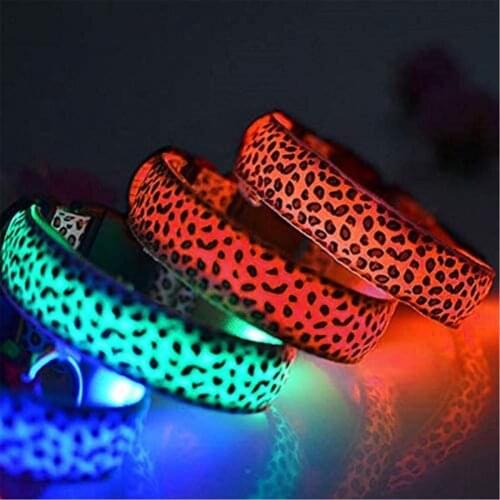 Durable Dog Collar Anti-Lost/Avoid Car Accident Grain Pattern Collar For Dogs Puppies Dog Collars Leads LED Necklace Pet Product