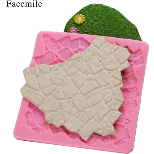 Sugarcraft Stone Rock Wall Formas Texture Silicone Mold Fondant Mold Cake Border Decorating Tools Chocolate Gumpaste Baking Mold