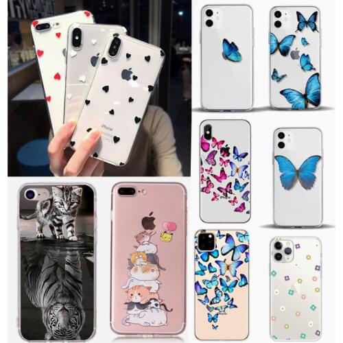 Silicone Phone Case For iPhone 7 Shell Bags Cute Soft Cat Cover For iPhone X 10 7 8 Plus 6 6S 5 SE 2020 Coque Fundas Cover