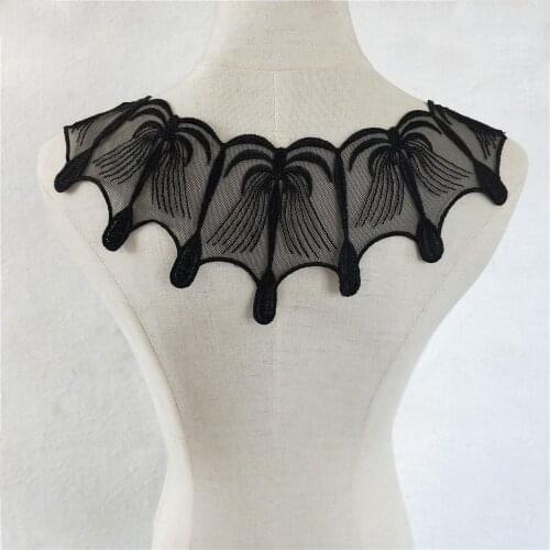 Front/Back Hot sale Embroidery Tulle Guipure Flower Neckline Fabric DIY Voile Lace Collar Sewing Applique Supplies Accessories