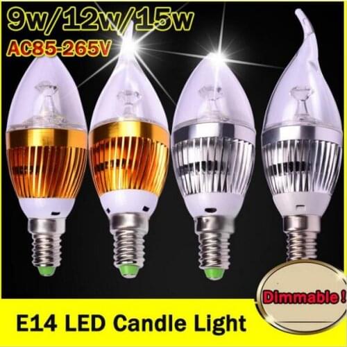 Free shipping High power CREE Led Lamp Dimmable E14 9W 12W 15W 85-265V Led Candle Light Spotlight led Light Bulbs lighting