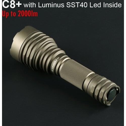 Convoy C8 Plus with Luminus SST40 Led Flashlight 18650 Linterna 2000lm Camping Fishing Bicycle Light Desert tan Portable Torch