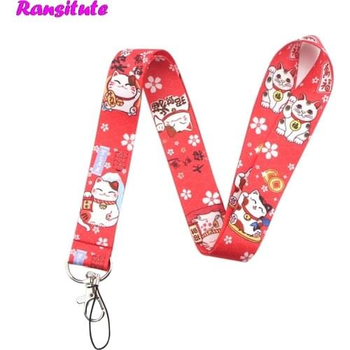 Ransitute R464 Lucky Cats Keys ID Card Gym Mobile Phone Straps USB Badge Holder DIY Phone Hang Rope Lanyard