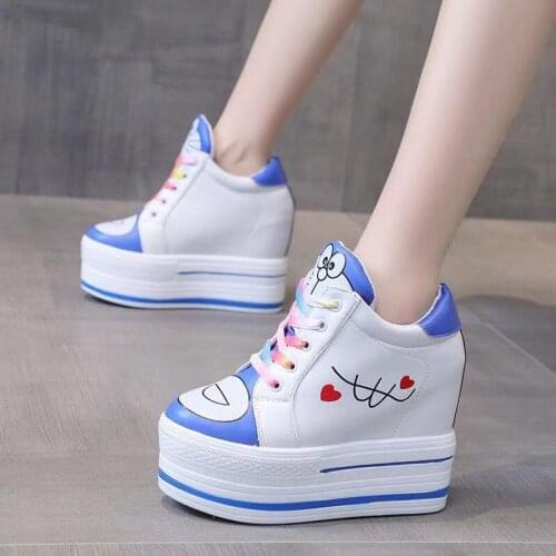 XJRHXJR Brand Women Autumn Increased 11CM Sneakers Platform Shoes Woman Wedge Casual Shoes Womens Walking Shoes Chaussure Femme