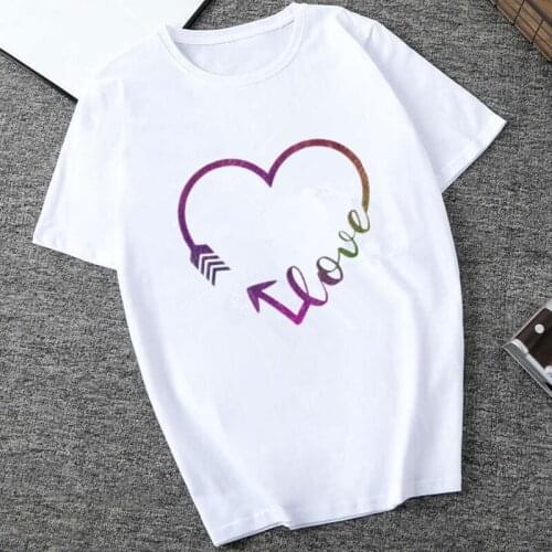 Love Heartbeat Women T-shirts Ladies Harajuku Print Womens T-Shirt Graphic Tops Clothes Female Tumblr T Shirt Short Sleeve Tee