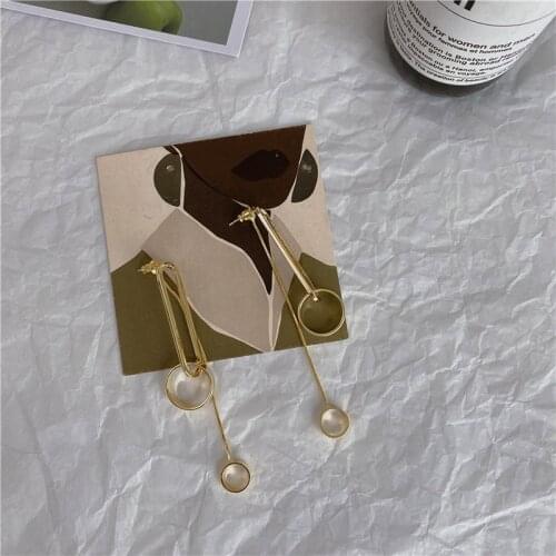 Origin Summer Creative Gold Color Metal Long Earrings for Women Simple Circle Geometrical Drop Dangle Earrings Pendientes 2021