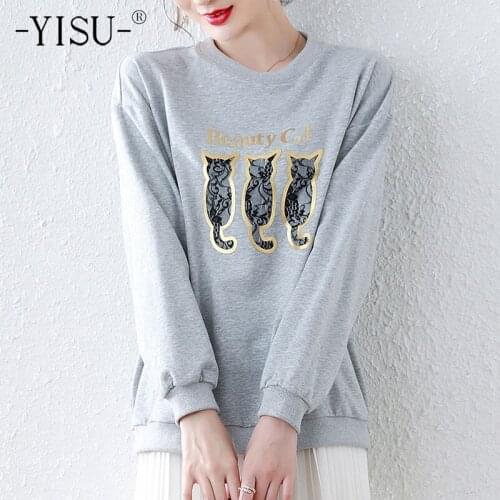 YISU Women Loose Sweater Autumn O-Neck Tops Simplicity Letters Female Knitted pullover Long sleeve Jumper Womens clothing