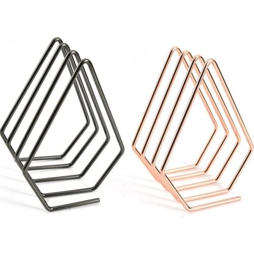 Gold/Rose Gold Color Solid 3 Grid Book Stand Metal Wrought Iron Magazine Document File Storage Shelf Bookends Desktop Organizer
