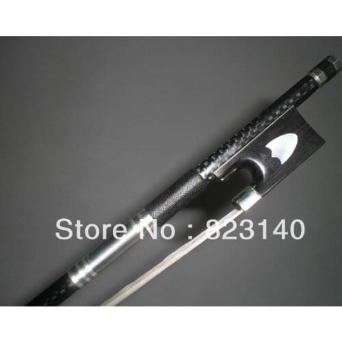 1 PCs 4/4 Quality Strong Black Carbon Fiber Bow with Ebony Frog 2002# white hair