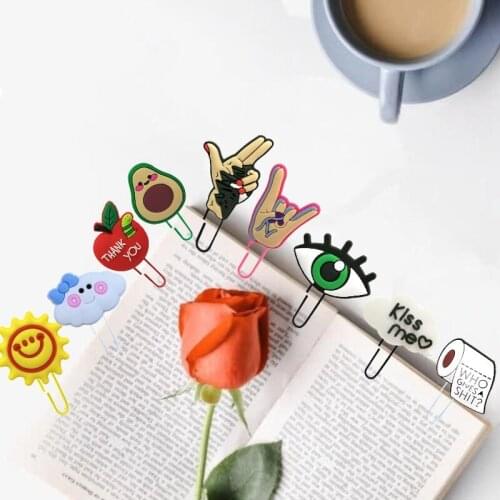 1pcs Creative PVC Bookmarks Avocado Apply Paper Clips for School Teacher Eyes Hands Reading Page Holder Stationery Friends Gift