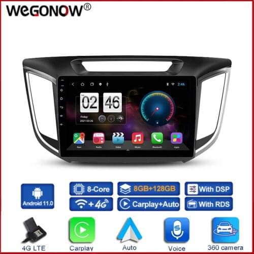 360 Panoramic Camera 6G+128G Android 10.0 Car DVD Player GPS Map WIFI Bluetooth 5.0 RDS Radio For Hyundai Creta IX25 2015 - 2019