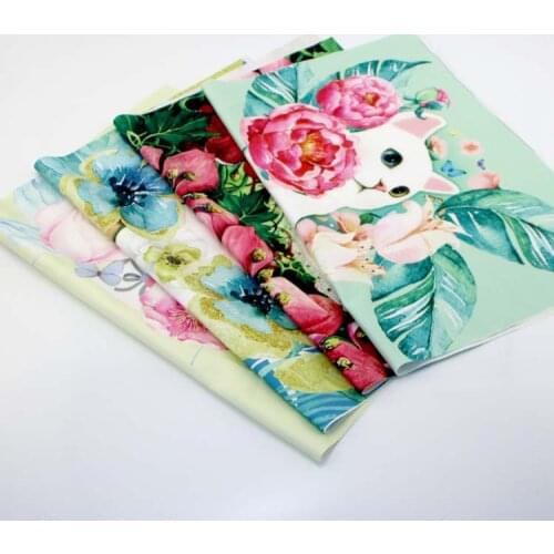 37*50cm Flower Cat Imitation Silk Diy Bag Fabric Cloth Sewing Pattern Patchwork Craft Material Textile Cartoon Bag Fabric D30