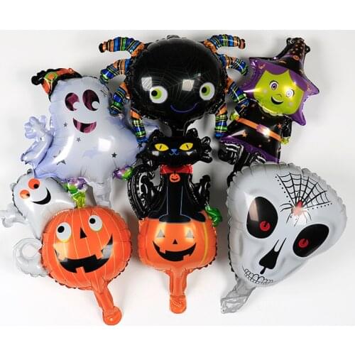 5pcs Mini Halloween Pumpkin Ghost Foil Balloons Inflatable Toys Spider Bat Globos Halloween Party Supplies Decorations Kids Gift