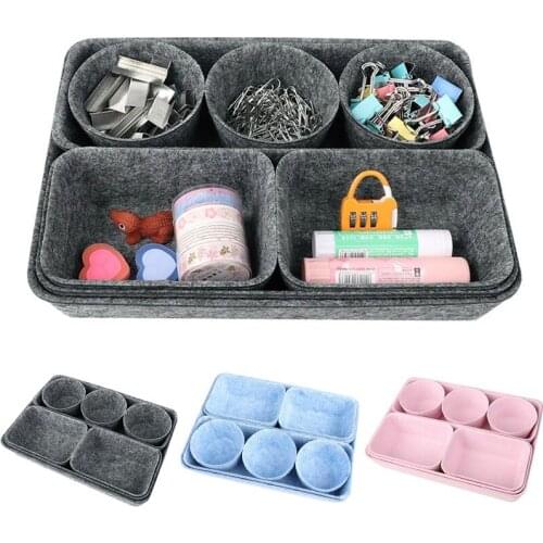 8Pcs/set Felt Storage Box Drawer Organizer Sundries Toy Storage Basket Flower Pot Holder Office Trays Make Up Cosmetics