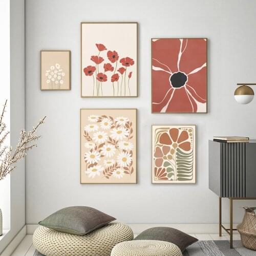 Abstract Colorful Flower Wall Art Canvas Painting Nordic Flower Plant Posters and Prints Wall Pictures for Living Room Decor
