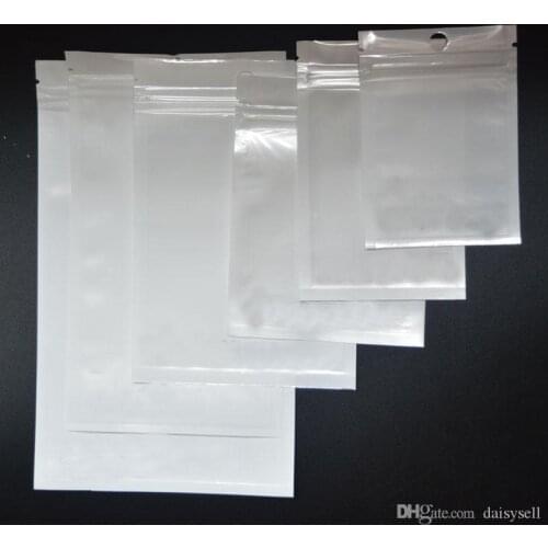 Promotion Clear + white pearl Plastic Poly OPP packing zipper Zip lock Retail Packages Jewelry food PVC plastic bag many size av
