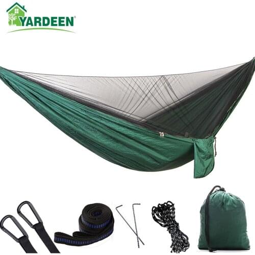 290*140cm Automatic Quick-open Anti-mosquito Hammock Outdoor Champing Hiking Parachute Hammock with Two Different Styles 7Colors