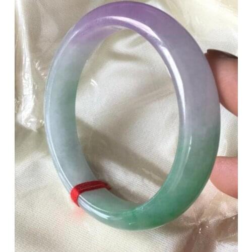 Free Shipping Womens Noble Jewelry Myanmar Jade Flat Jade Bracelet Violet Tricolor + Certificate