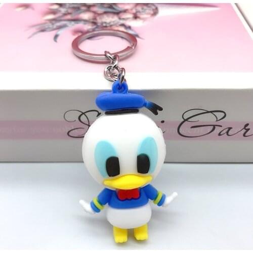 Cute Disney Donald Duck Mickey Mouse Model Keychain Toys for Girls Cartoon Pooh Keychain Princess Figure Key Chain Childrens Toy
