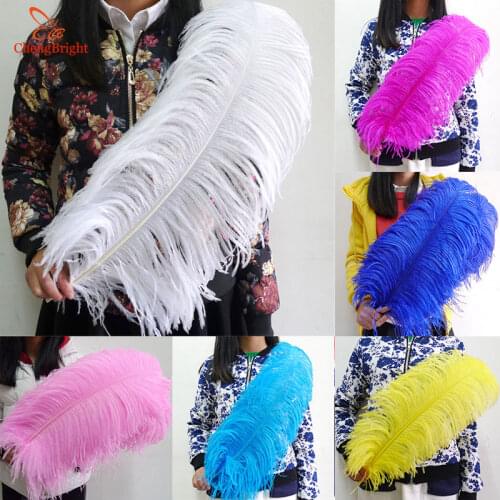 ChengBright 100pcs 24-26 Inch Big Pole White Ostrich Feathers Plumes for Party Home Wedding Decorations plume Ostrich Feather