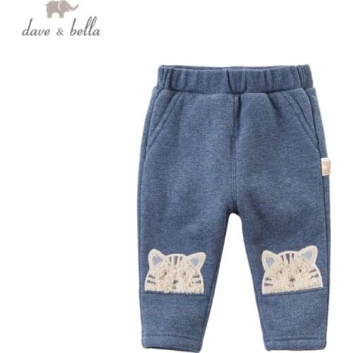 DBX15584 dave bella winter baby boys pants baby fashion cartoon pockets trousers children high quality trousers