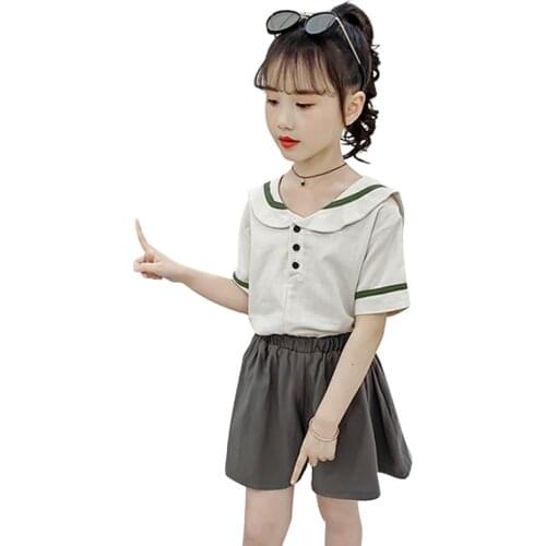 Kids Clothes Patchwork Tshirt + Short Girls Outfits Summer Outfits For Girls Casual Style Childrens Clothing 6 8 10 12 14