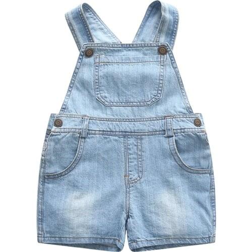 New 2020 summer fashion children baby kids cute casual overalls shorts brand denim jeans jumpsuits girls shorts high quality