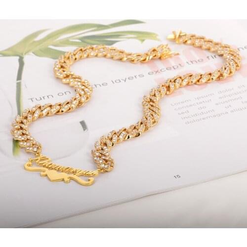 DODOAI New Custom Zirconia Necklace Diamond Necklace Men Hip Hop Name Necklaces Bling Bling Letter Pendant Personality Jewelry