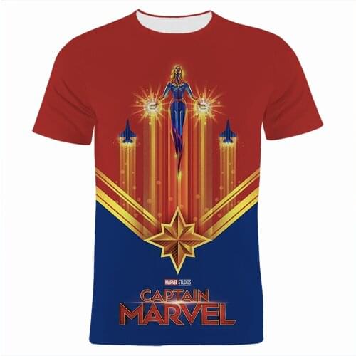 Vintage T Shirt For Men Fashion Streetwear Captain Marvel 3D Printed Women Clothing Short Sleeve Summer Boy Girl Kids Tee Shirts