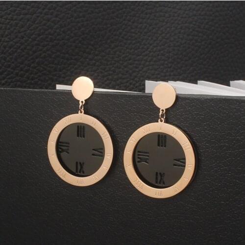 Personality Fashion Stainless Steel Jewelry Simple Drop Newest Rose Gold Color Earrings Joker For Woman And Girl EEDZBKBA