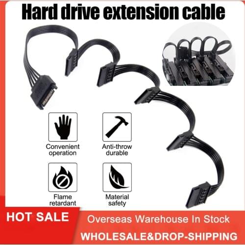15Pin SATA Power Supply Splitter Cable Hard Drive 1 Male to 5 Female Extension Power Cord for DIY PC Sever