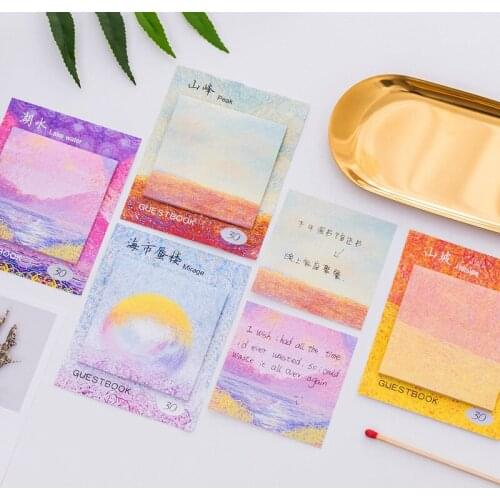 Korea Creative Painted Oil Painting Sticky Notes Simple Color Shredded Message Scratch Book Office School Handwriting Notepad