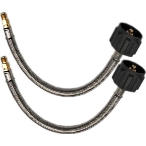 MENSI 1/4" Flare Pigtail Propane Braided Hose Connector Propane Cylinder Two-Stage Regulator to a RV Trailer 12" Long 2PCS