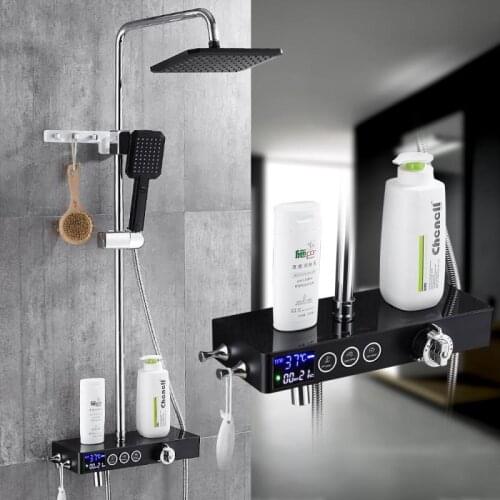 Bathroom thermostatic Shower Faucet Set Rainfall Shower Mixer Tap Bathtub Shower Mixer Tap 3-way Shower Mixe