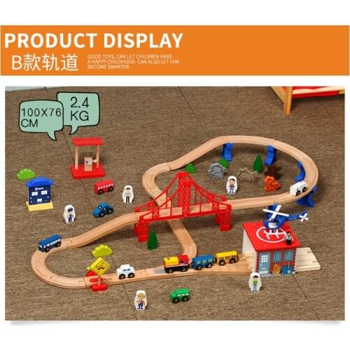 Train track set childrens educational track toy assembled on a large bridge, compatible with wooden tracks and electric trains