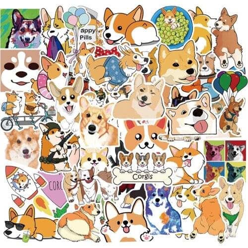 50PCS Animals Dogs Corgis Cartoon Stickers For Bike Laptop Luggage Skateboard Girls Funny Graffiti Sticker Kids Classic Toy F4