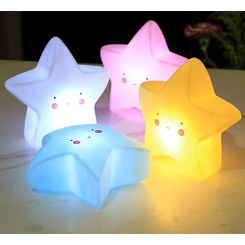 4 Colors Star LED Night Light Creative Bedroom Decoration Light Baby Feeding Lamp Bedside Night Light Childrens Luminous Toy