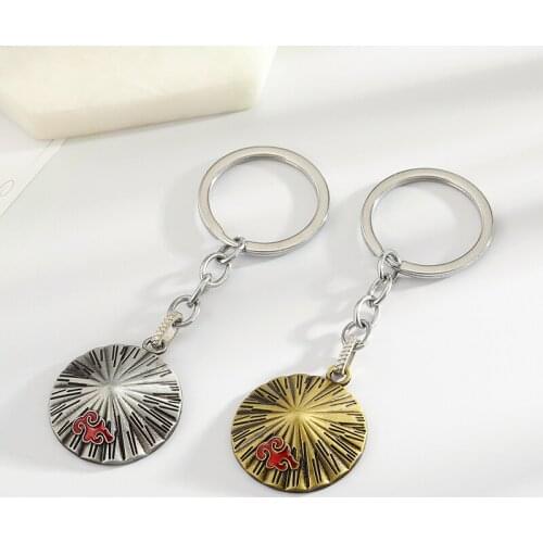 New Design Keychain Red Cloud Metal Key Chain Bamboo Hat Key Ring For Men Car Bag Women Toy Jewelry Souvenir Gift For Fans