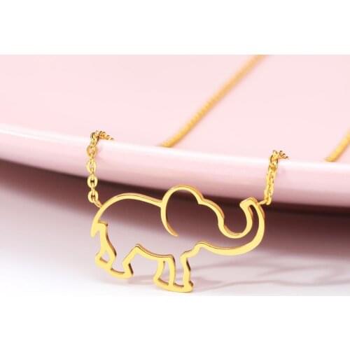 Stainless Steel Necklace For Women Man Cute Little Elephant Gold Silver Color Pendant Necklace Engagement Kids Choker Gift