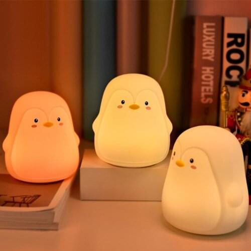 Penguin Silicone Touch Sensor Night Light Rechargeable USB Charging LED Night Lamp For Children Baby Christmas Gift