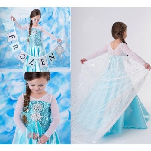 Halloween Princess Girls Elsa Dress Cosplay Dresses Snow Costumes For Kids Princess Disfraz Carnaval Vestidor Robe Infantil