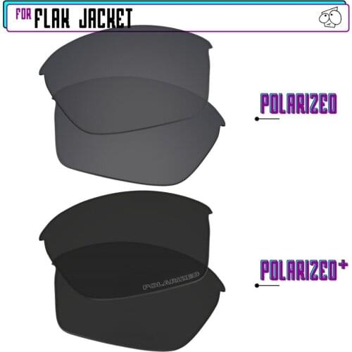 EZReplace Polarized Replacement Lenses for - Oakley Flak Jacket Sunglasses - BlackP Plus-BlackIRP