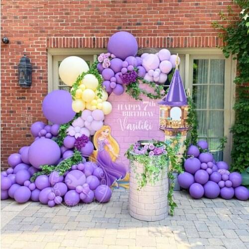 Romantic Macaron Purple Yellow Matte Purple Baby Shower Balloons Garland Arch Sunny Boy Girl Year Birthday Party Decor Supplies
