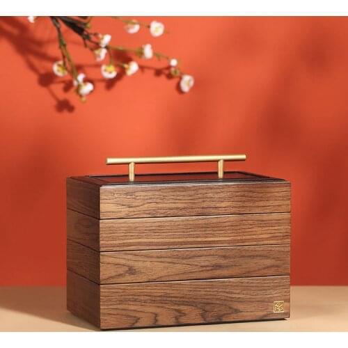 Luxury Big Wooden Jewelry Box 3 Layers Organizer Storage Case Earring Ring Necklace Gift Jewellery Casket Boxes
